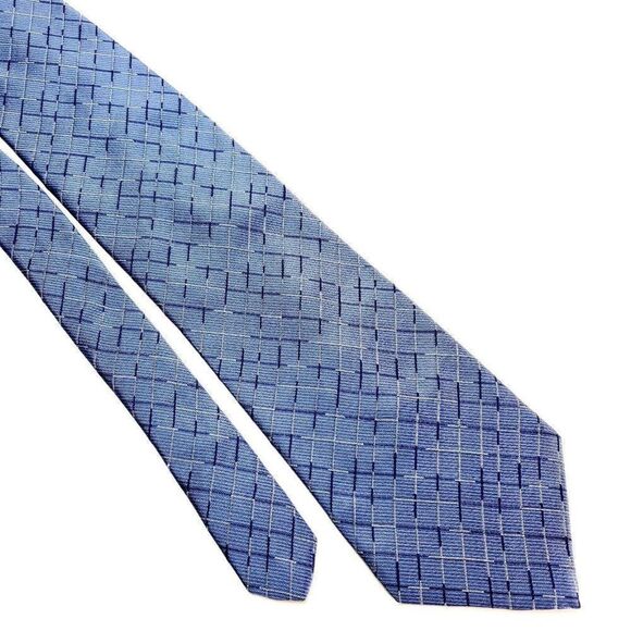 Calvin Klein Silk Tie Blue Woven Plaid‎ - Picture 1 of 6